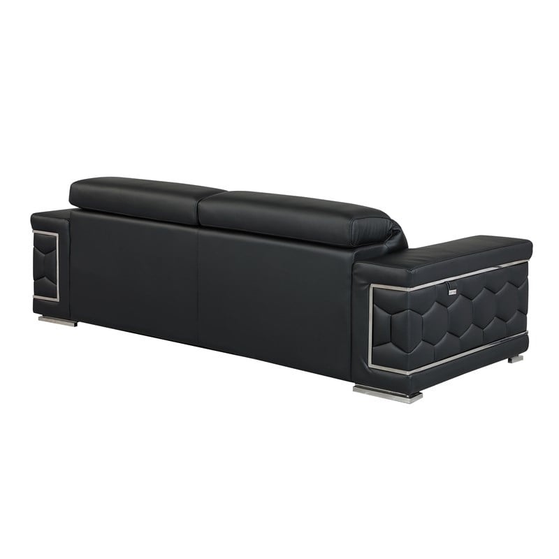 Titan Furnishings Genuine Italian Leather Sofa and Loveseat Set in Black