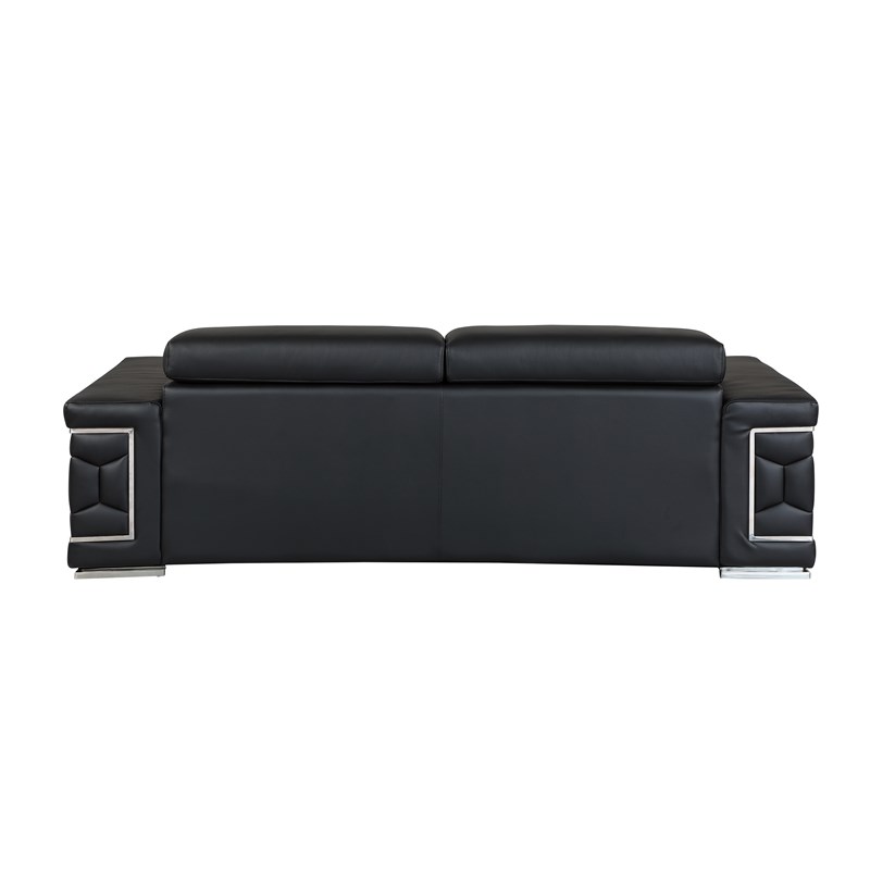 Titan Furnishings Genuine Italian Leather Sofa and Loveseat Set in Black