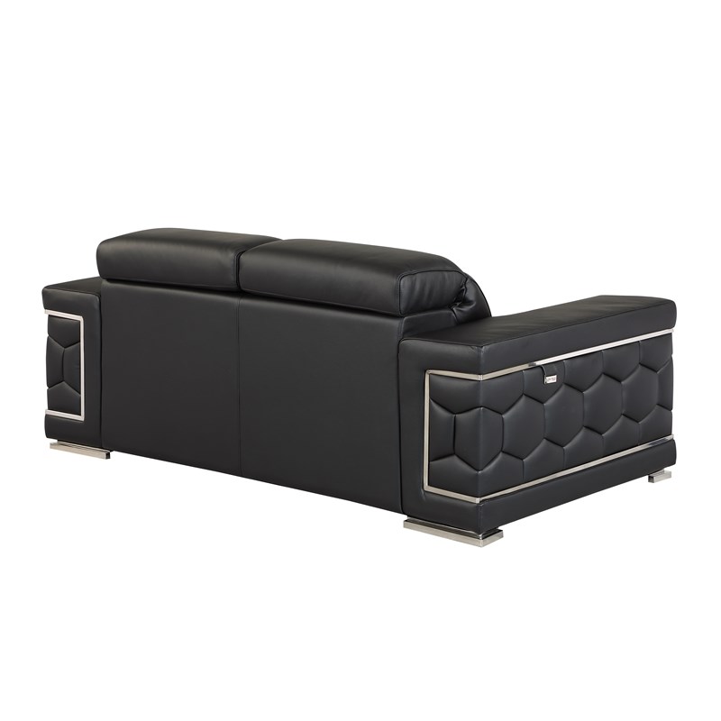 Titan Furnishings Genuine Italian Leather Sofa and Loveseat Set in Black
