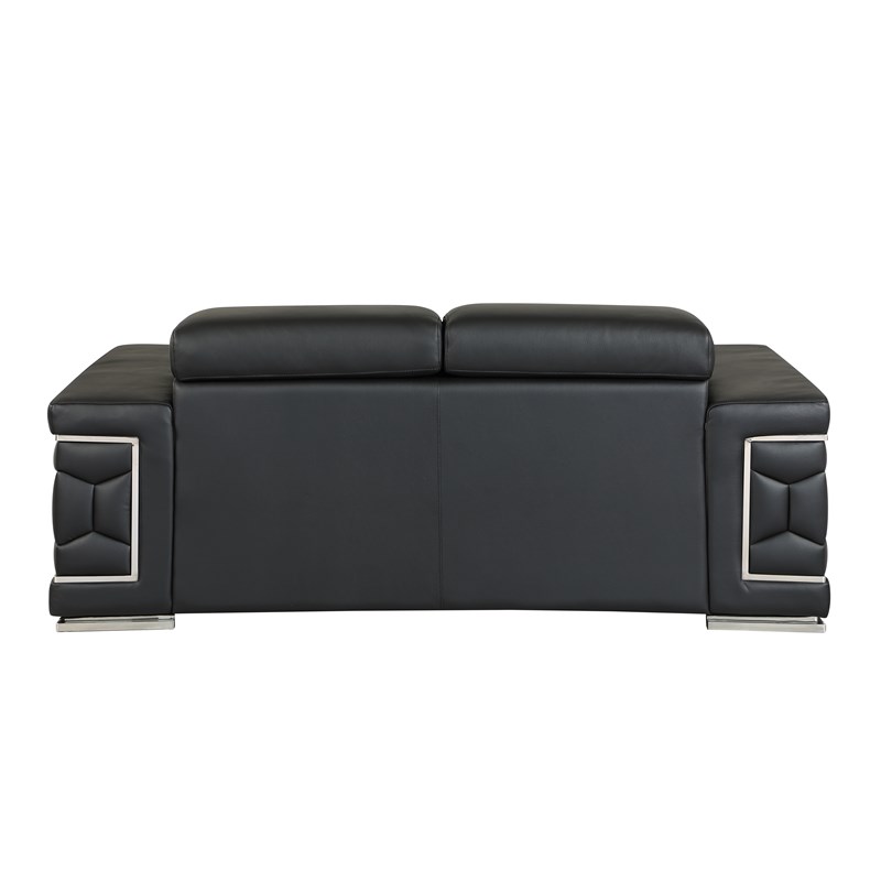 Titan Furnishings Genuine Italian Leather Sofa and Loveseat Set in Black
