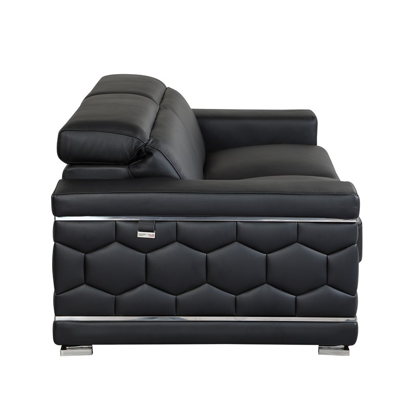 Titan Furnishings Genuine Italian Leather Sofa and Loveseat Set in Black
