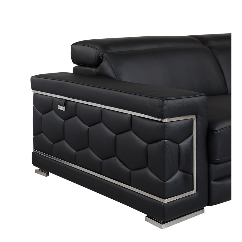 Titan Furnishings Genuine Italian Leather Sofa and Loveseat Set in Black