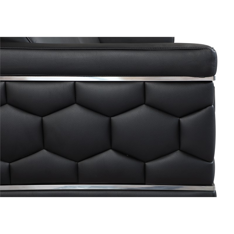 Titan Furnishings Genuine Italian Leather Sofa and Loveseat Set in Black