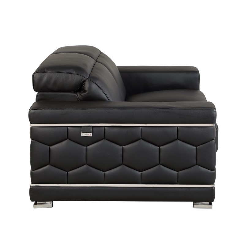 Titan Furnishings Genuine Italian Leather Sofa and Loveseat Set in Black