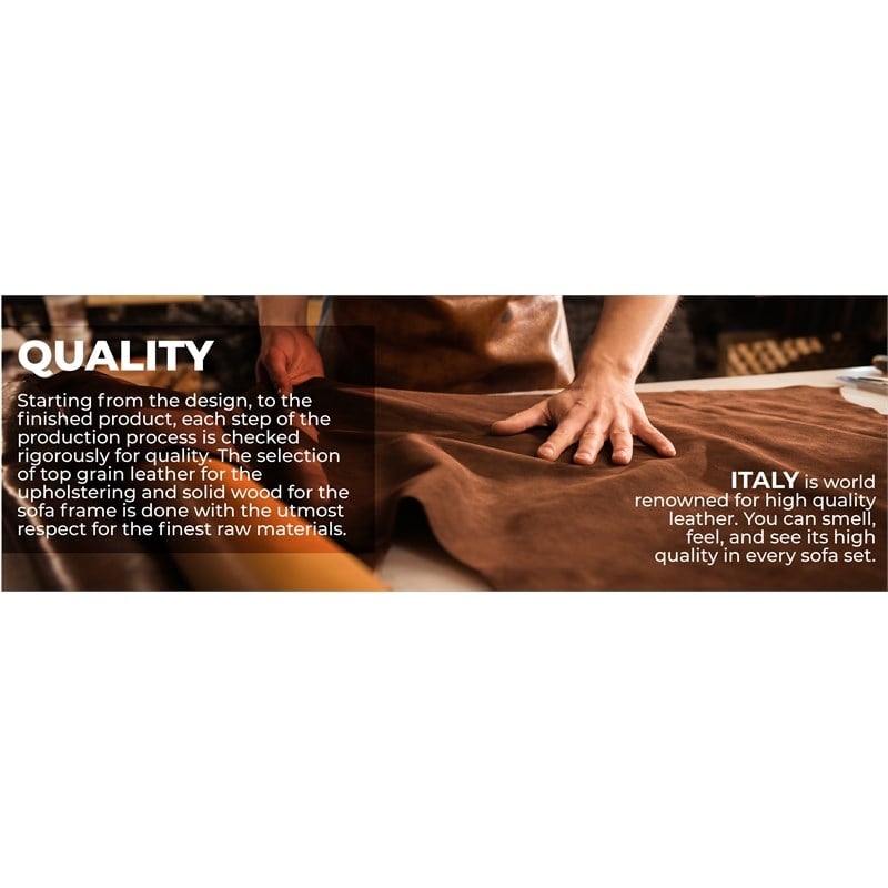 Titan Furnishings Genuine Italian Leather Sofa and Loveseat Set in Black