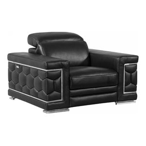Titan Furnishings 38&quot Modern Genuine Italian Leather Chair in Black