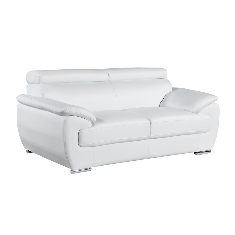 Titan Furnishings Modern Leather Upholstered Recliner Loveseat in White