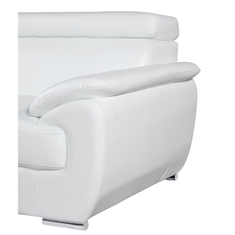 Titan Furnishings Modern Leather Upholstered Recliner Loveseat in White