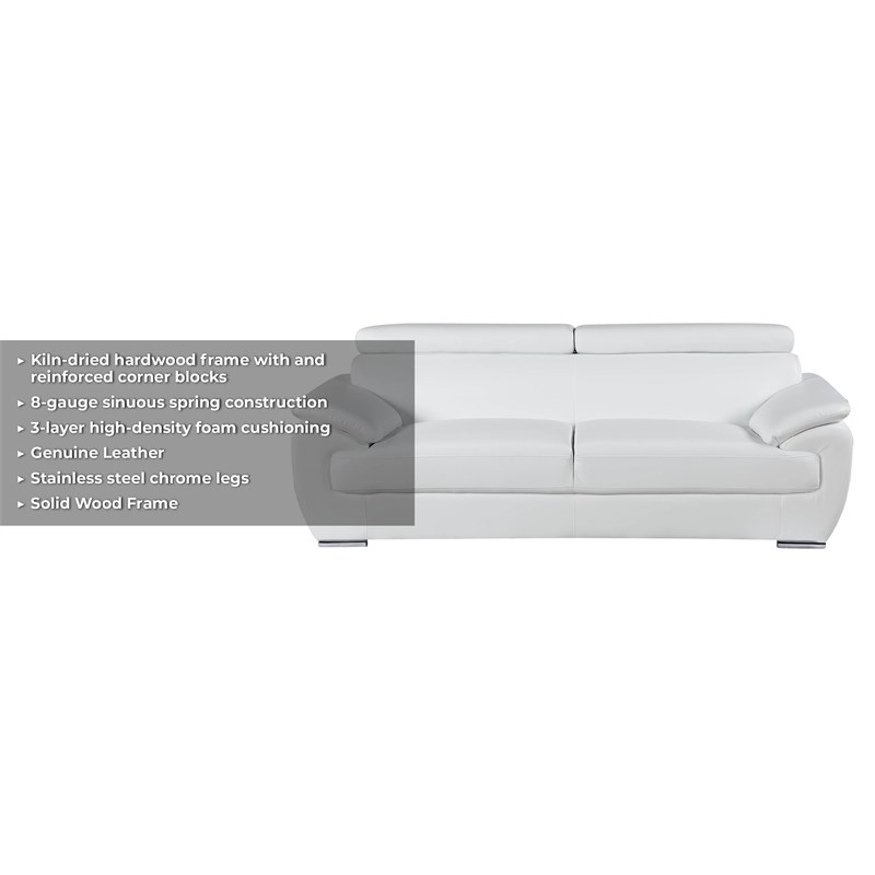 Titan Furnishings Modern Leather Upholstered Recliner Loveseat in White