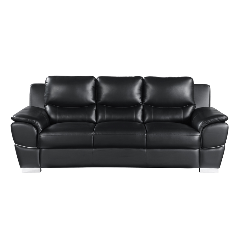 Titan Furnishings Modern Leather Upholstered Sofa Set in Black