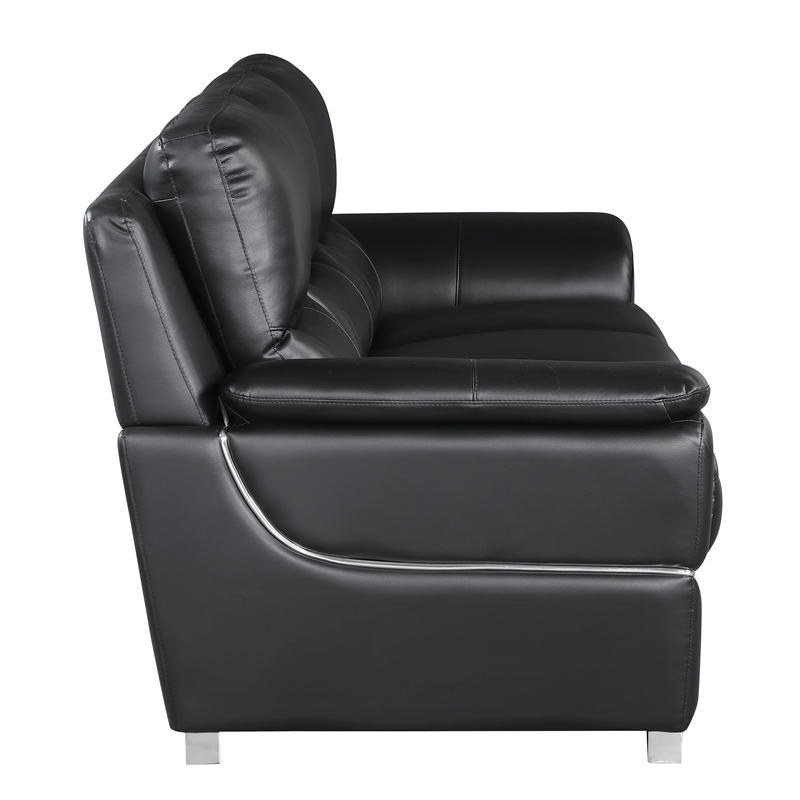 Titan Furnishings Modern Leather Upholstered Sofa Set in Black