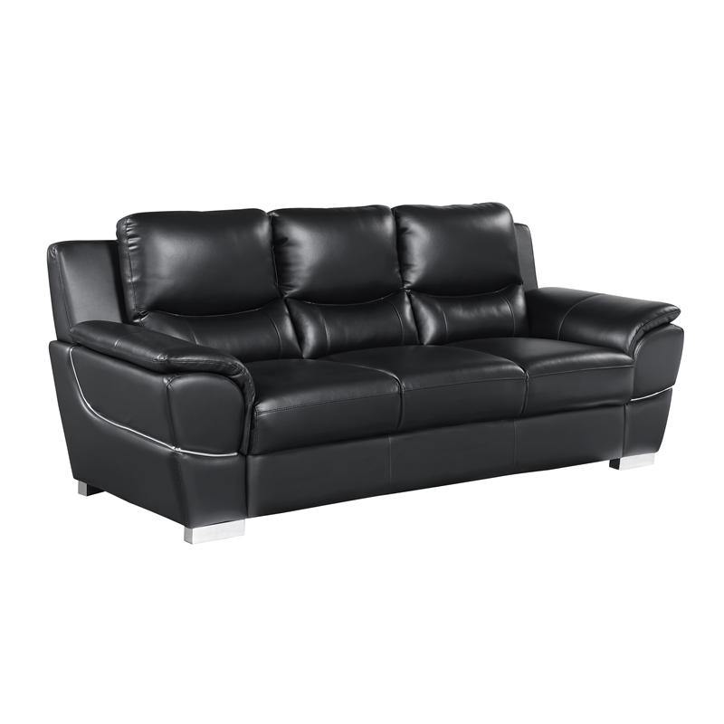 Titan Furnishings Modern Leather Upholstered Sofa Set in Black