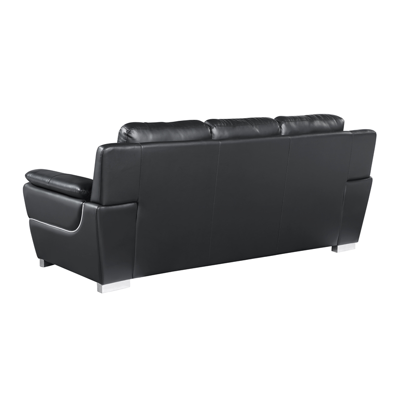 Titan Furnishings Modern Leather Upholstered Sofa Set in Black