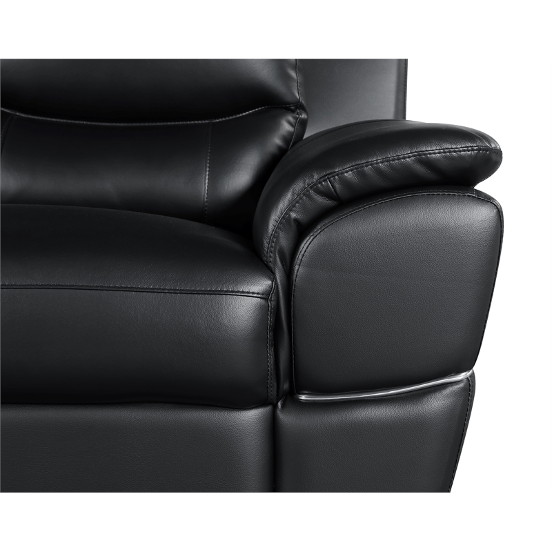 Titan Furnishings Modern Leather Upholstered Sofa Set in Black
