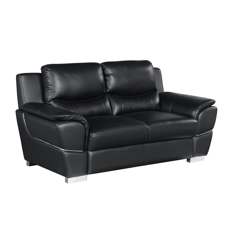 Titan Furnishings Modern Leather Upholstered Sofa Set in Black