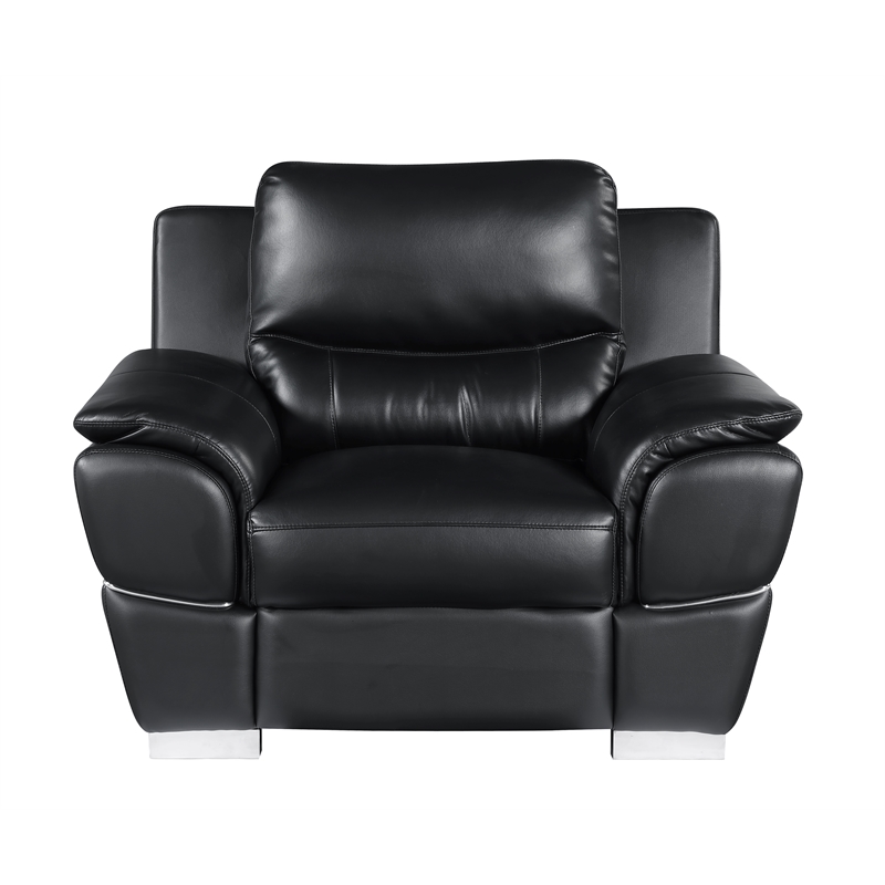 Titan Furnishings Modern Leather Upholstered Sofa Set in Black