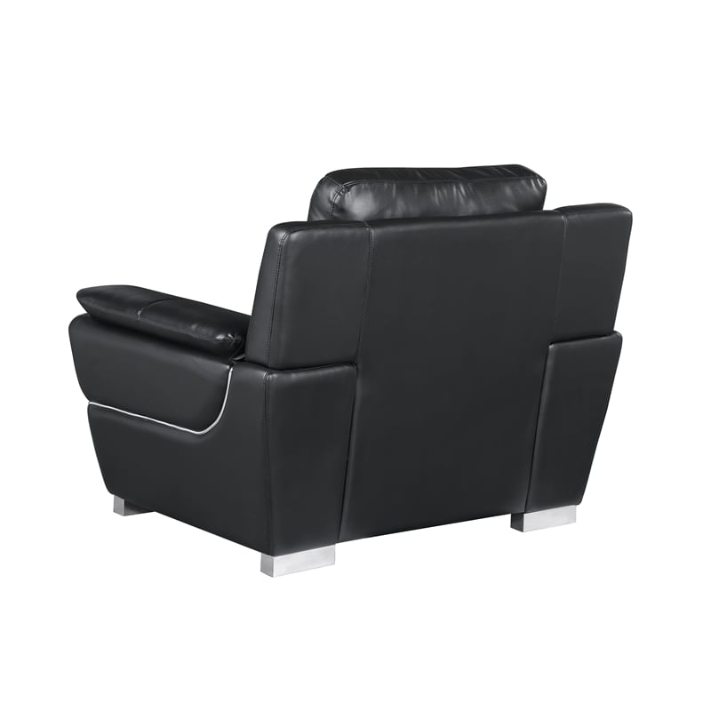 Titan Furnishings Modern Leather Upholstered Sofa Set in Black