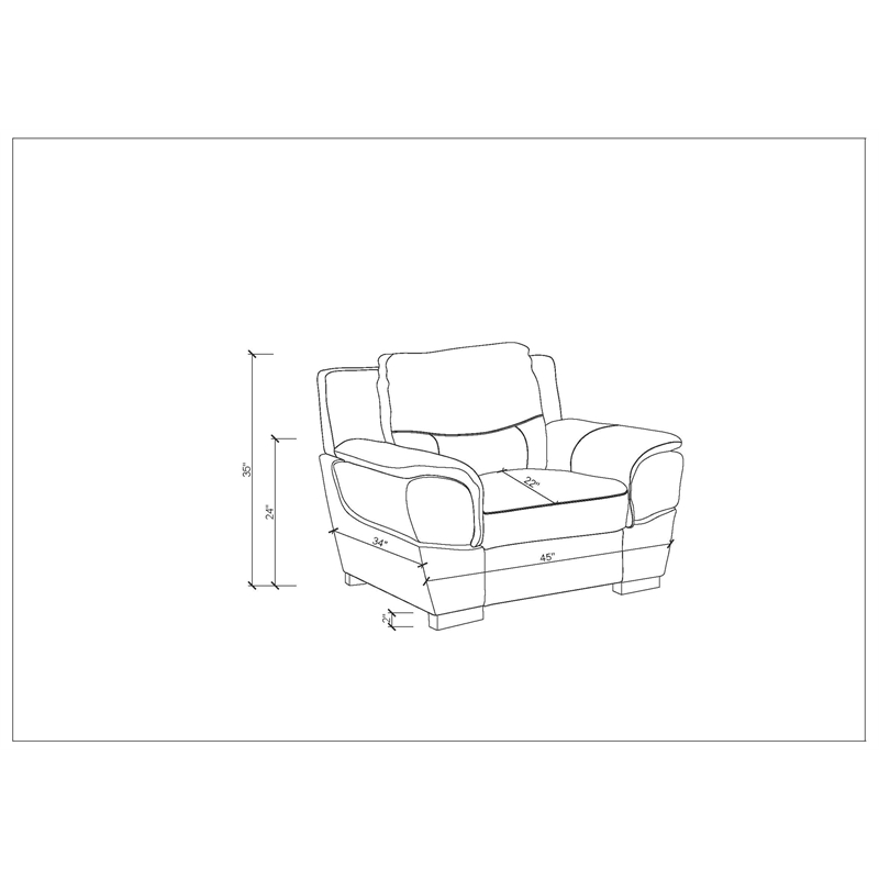 Titan Furnishings Modern Leather Upholstered Sofa Set in Black