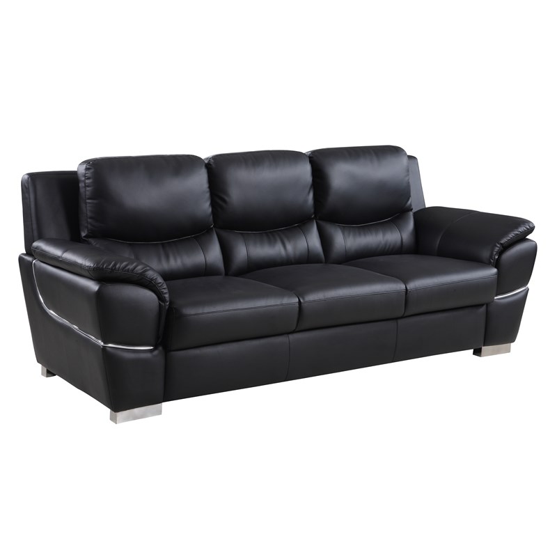 Titan Furnishings Modern Leather Upholstered Sofa & Loveseat Set in Black