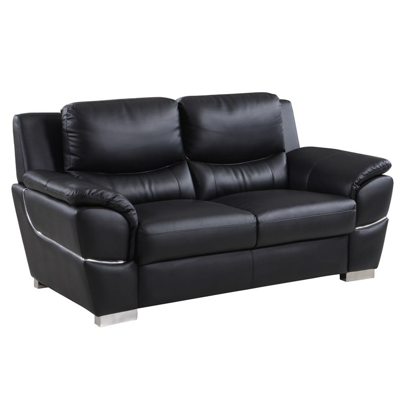Titan Furnishings Modern Leather Upholstered Sofa & Loveseat Set in Black