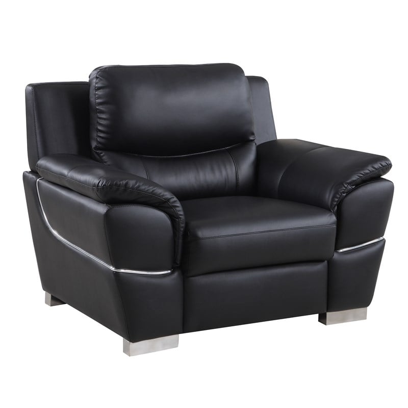 Titan Furnishings Modern Leather Upholstered Sofa & Loveseat Set in Black