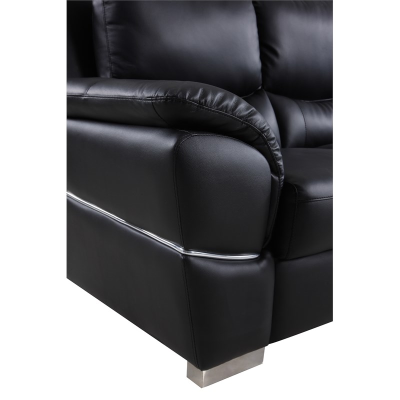 Titan Furnishings Modern Leather Upholstered Sofa & Loveseat Set in Black