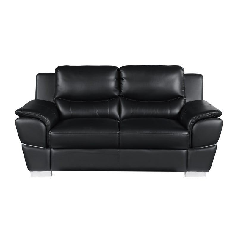 Titan Furnishings Modern Leather Upholstered Sofa & Loveseat Set in Black