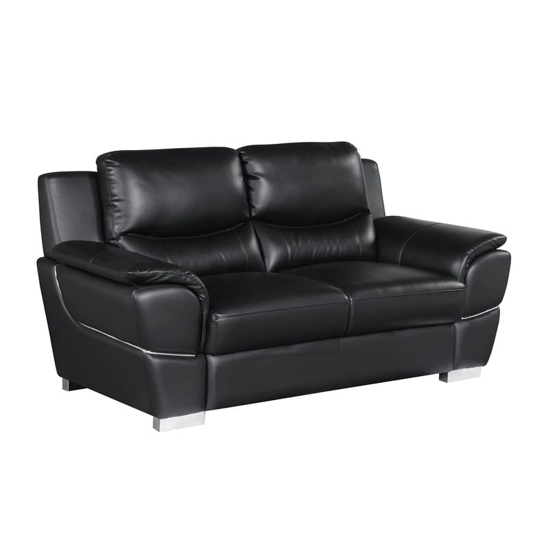 Titan Furnishings Modern Leather Upholstered Sofa & Loveseat Set in Black
