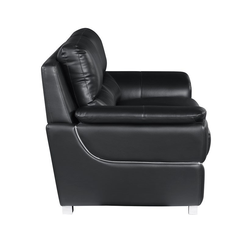 Titan Furnishings Modern Leather Upholstered Sofa & Loveseat Set in Black