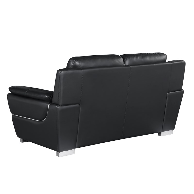 Titan Furnishings Modern Leather Upholstered Sofa & Loveseat Set in Black