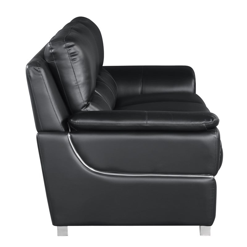 Titan Furnishings Modern Leather Upholstered Sofa & Loveseat Set in Black