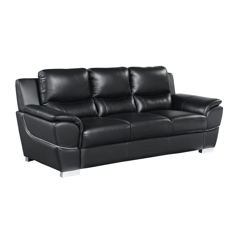 Titan Furnishings Modern Leather Upholstered Sofa & Loveseat Set in Black