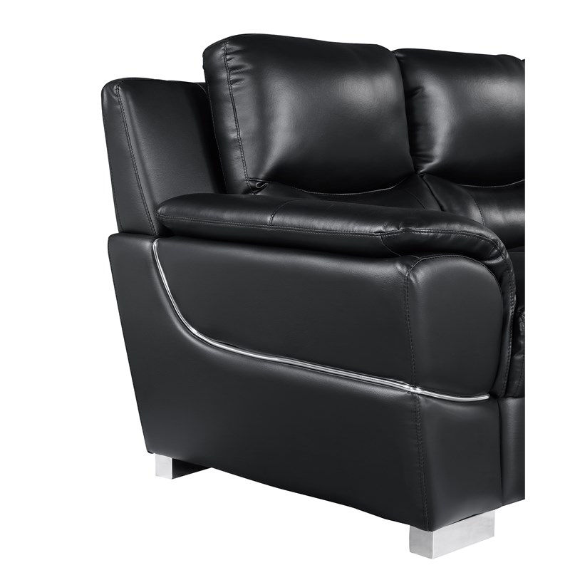 Titan Furnishings Modern Leather Upholstered Sofa & Loveseat Set in Black