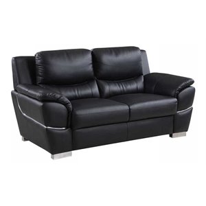 Titan Furnishings 69&quot Modern Faux Leather Upholstered Loveseat in Black