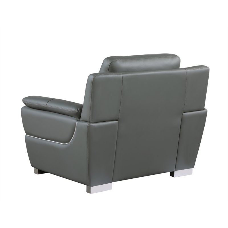 Titan Furnishings Modern Leather Upholstered Sofa Set in Gray