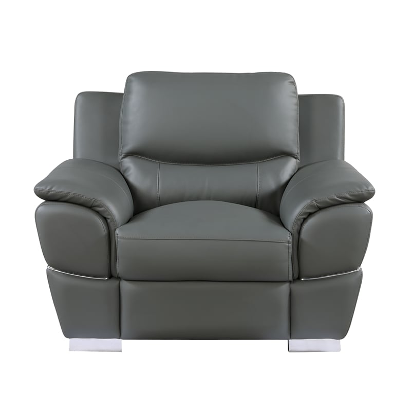 Titan Furnishings Modern Leather Upholstered Sofa Set in Gray