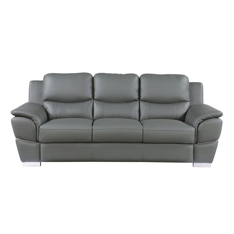 Titan Furnishings Modern Leather Upholstered Sofa Set in Gray
