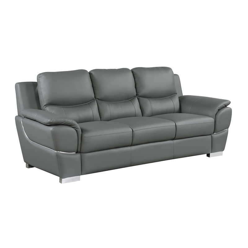 Titan Furnishings Modern Leather Upholstered Sofa Set in Gray