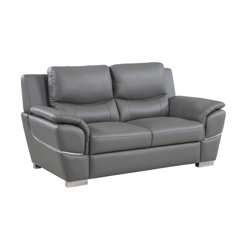 Titan Furnishings Modern Leather Upholstered Sofa Set in Gray