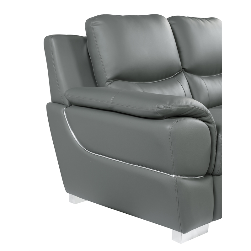 Titan Furnishings Modern Leather Upholstered Sofa Set in Gray
