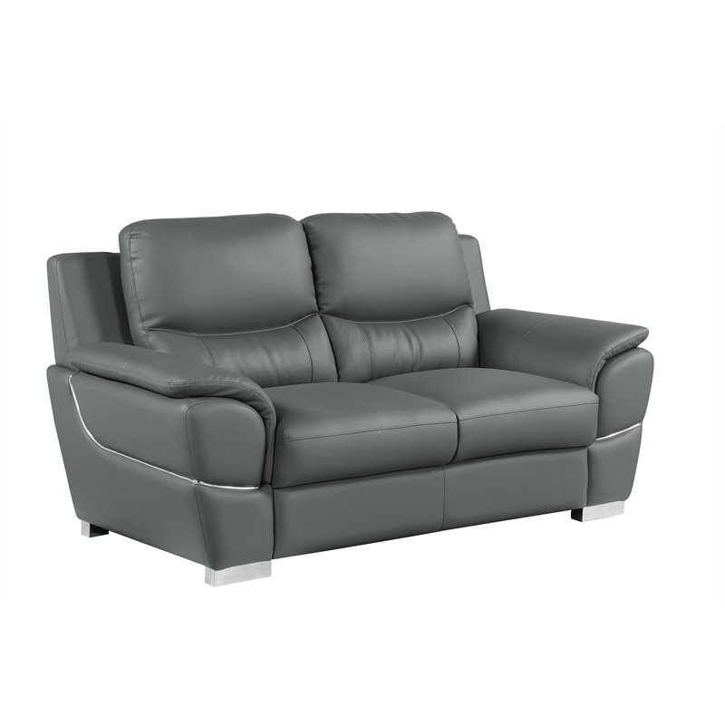 Titan Furnishings Modern Leather Upholstered Sofa Set in Gray