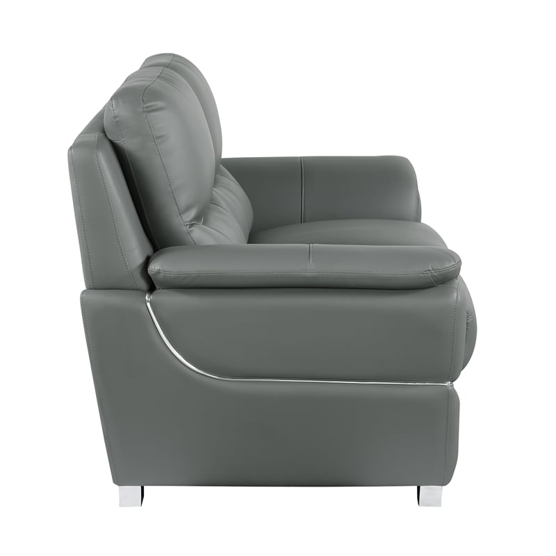Titan Furnishings Modern Leather Upholstered Sofa Set in Gray