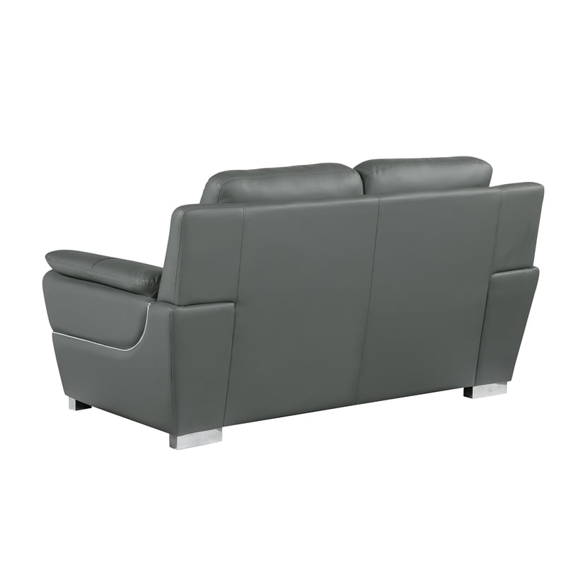 Titan Furnishings Modern Leather Upholstered Sofa Set in Gray