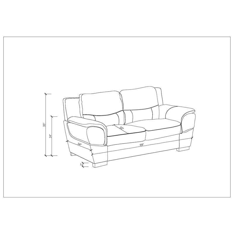 Titan Furnishings Modern Leather Upholstered Sofa Set in Gray