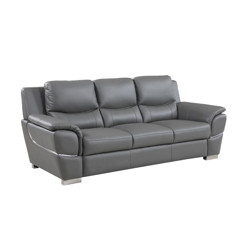 Titan Furnishings Modern Leather Upholstered Sofa Set in Gray