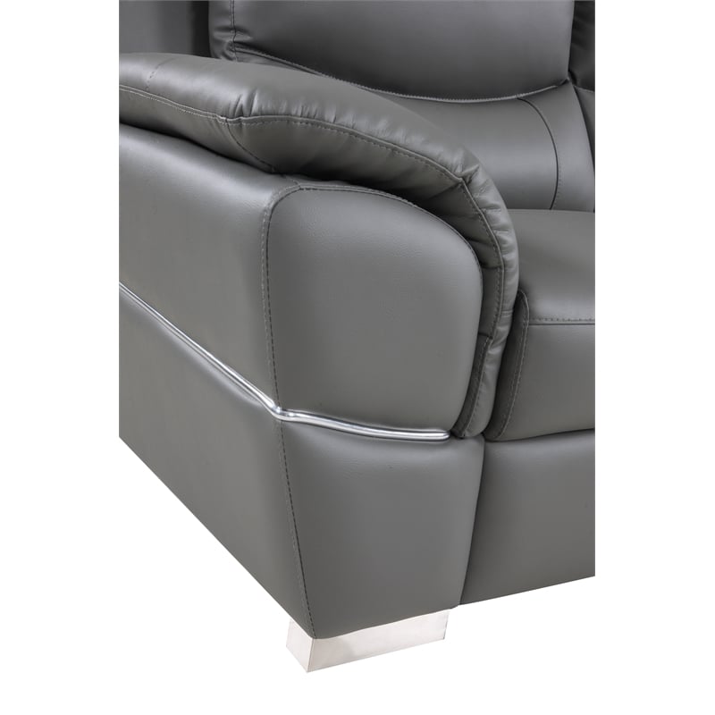 Titan Furnishings Modern Leather Upholstered Sofa Set in Gray