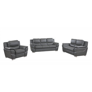 Titan Furnishings Modern Leather Upholstered Sofa Set in Gray