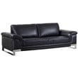 Titan Furnishings Genuine Italian Leather Upholstered Sofa Set in Black