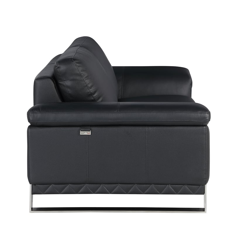 Titan Furnishings Genuine Italian Leather Reclining Sofa and Loveseat in Black