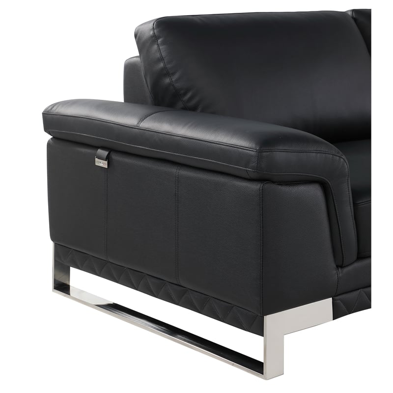 Titan Furnishings Genuine Italian Leather Reclining Sofa and Loveseat in Black